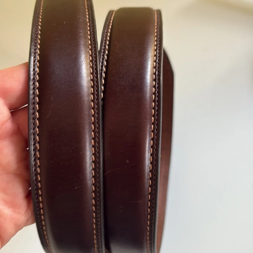 Unbranded brown stitched leather Belt Size 40